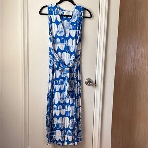 Blue and White Midi Dress